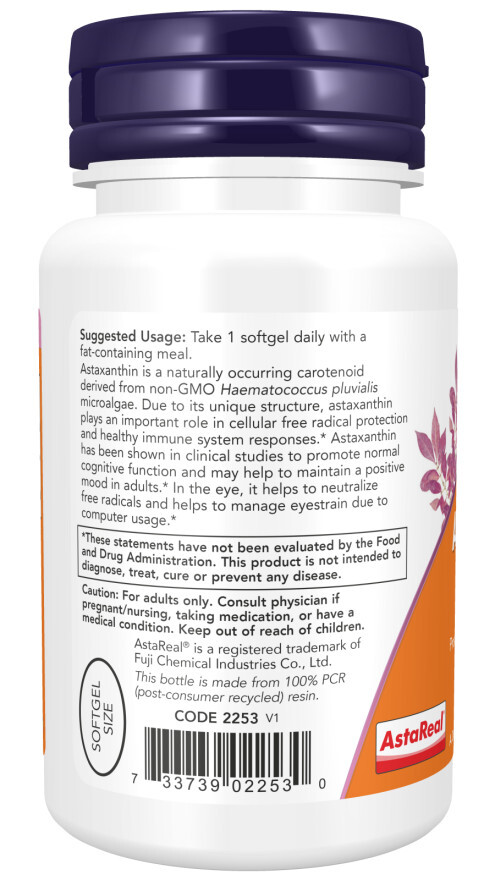 NOW FOODS Astaxanthin 12 mg Triple Strength 60 Veg Softgels, Balanced Immune