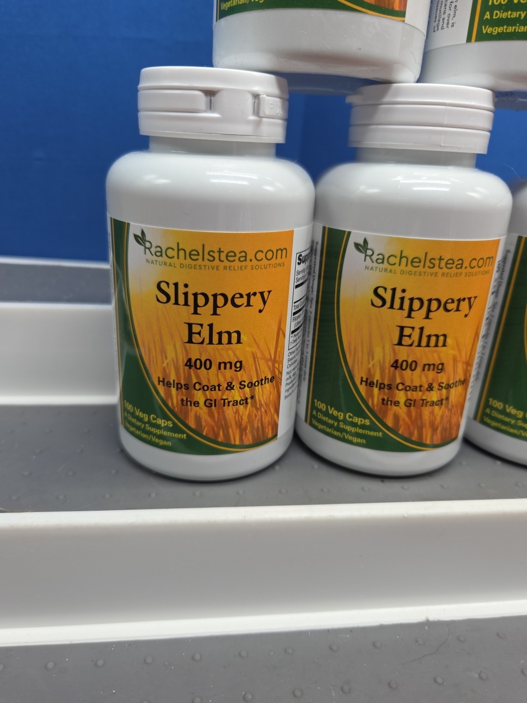 6 Bottles Rachelstea Slippery Elm, Natural Digestive 400 mg, 100 Veg Capsules
