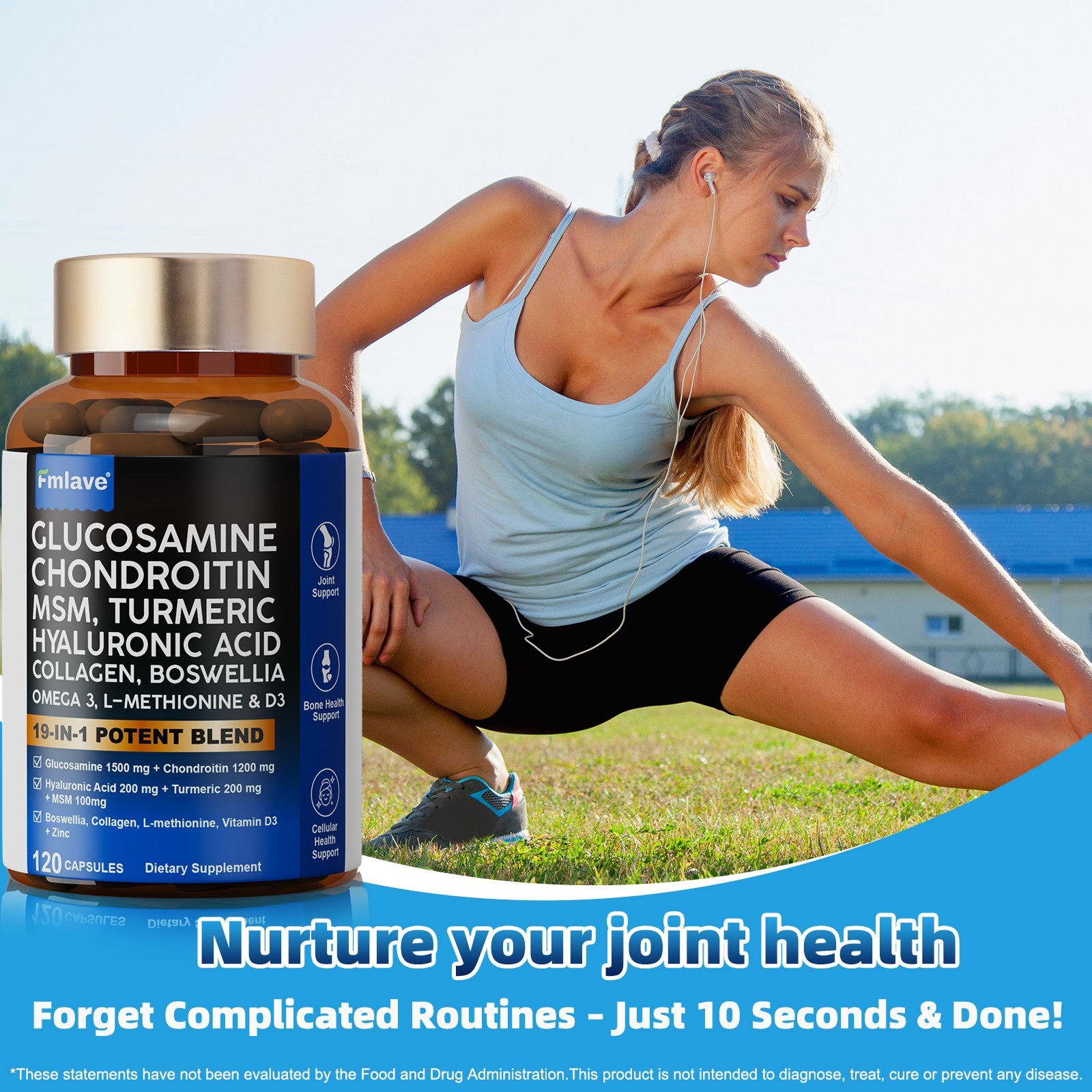 2 Pack Glucosamine Chondroitin Turmeric MSM Triple Strength Joint Support 240ct