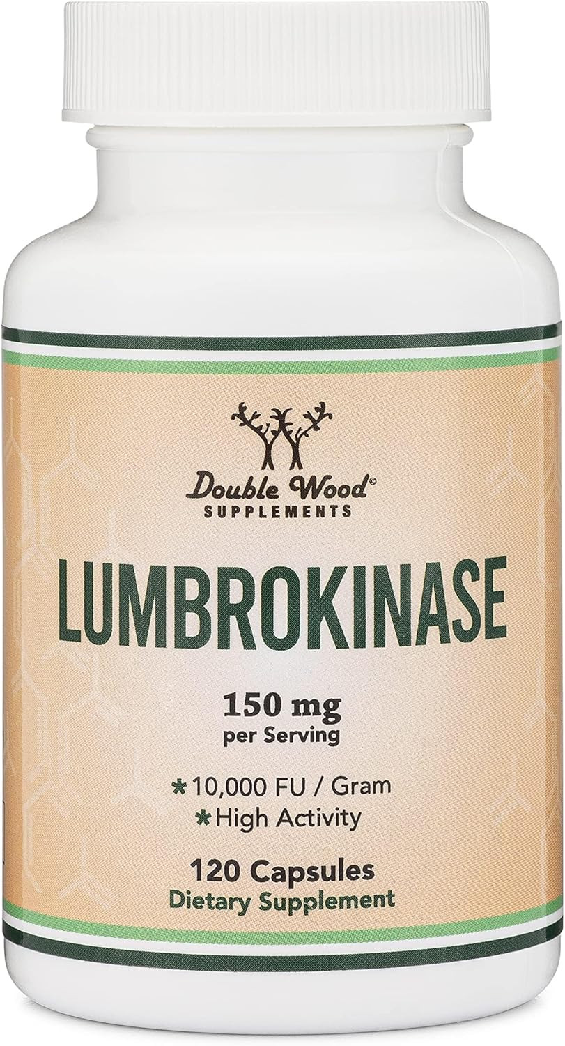 Lumbrokinase Enzymes Supplement – 120 Capsules (Max Activity 10,000 Fu/Gram) 150