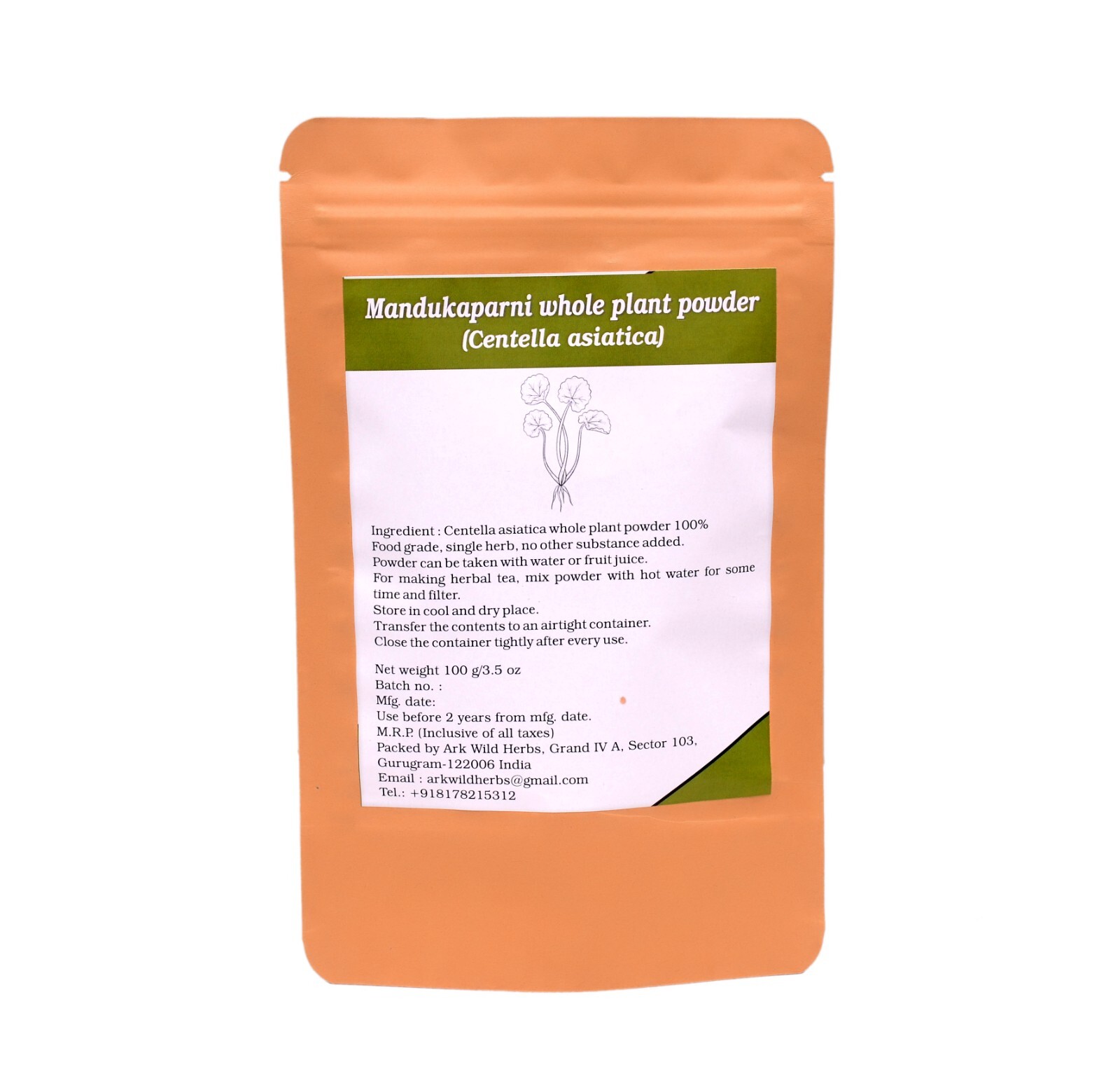 ARK PURE HERB Gotu kola/Centella asiatica powder,Brahmi,Asiatic Pennywor