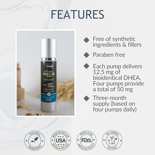 Dhea Cream 50mg Per Dose Bioidentical 3.6 Oz Three Month Supply Non Greasy Cream