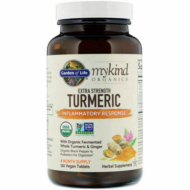 Garden of Life Mykind Organics Extra Strength Turmeric 120ct Exp 07/2025