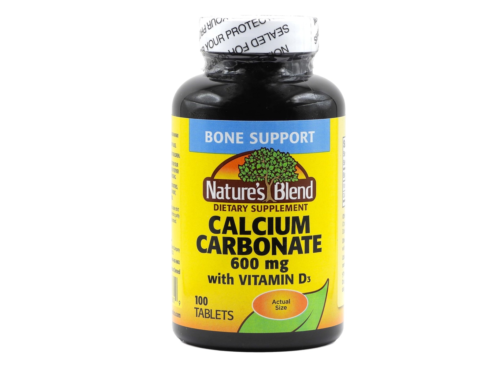 Nature’s Blend Calcium Carbonate 600 mg with D3 400 IU 100 Tablets,(Pack of 1),