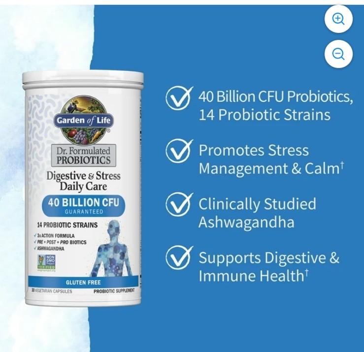 2 Garden of Life ~ 40 Billion CFU Digestive & Stress Daily Care 60 TOTAL!