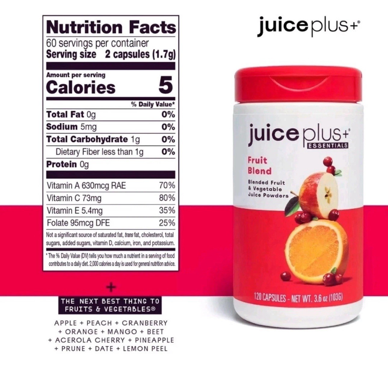 Juice Plus+ Fruit & Vegetable Blend – Fruit and Vegetable Supplement Exp: 11/27