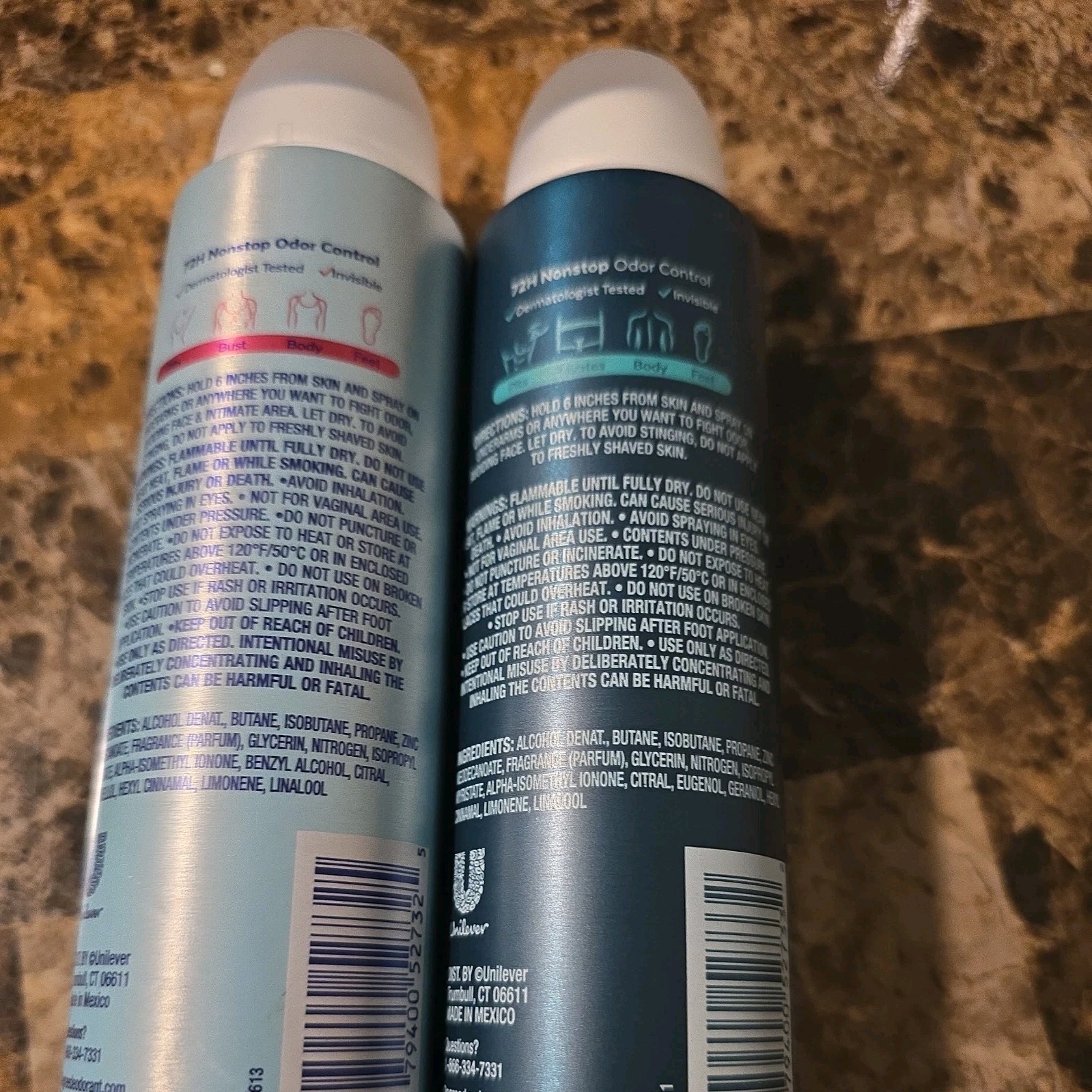 2 pc Degree Men & Women Deodorant Spray Rose Waterlily/Ocean Chill (CO59)