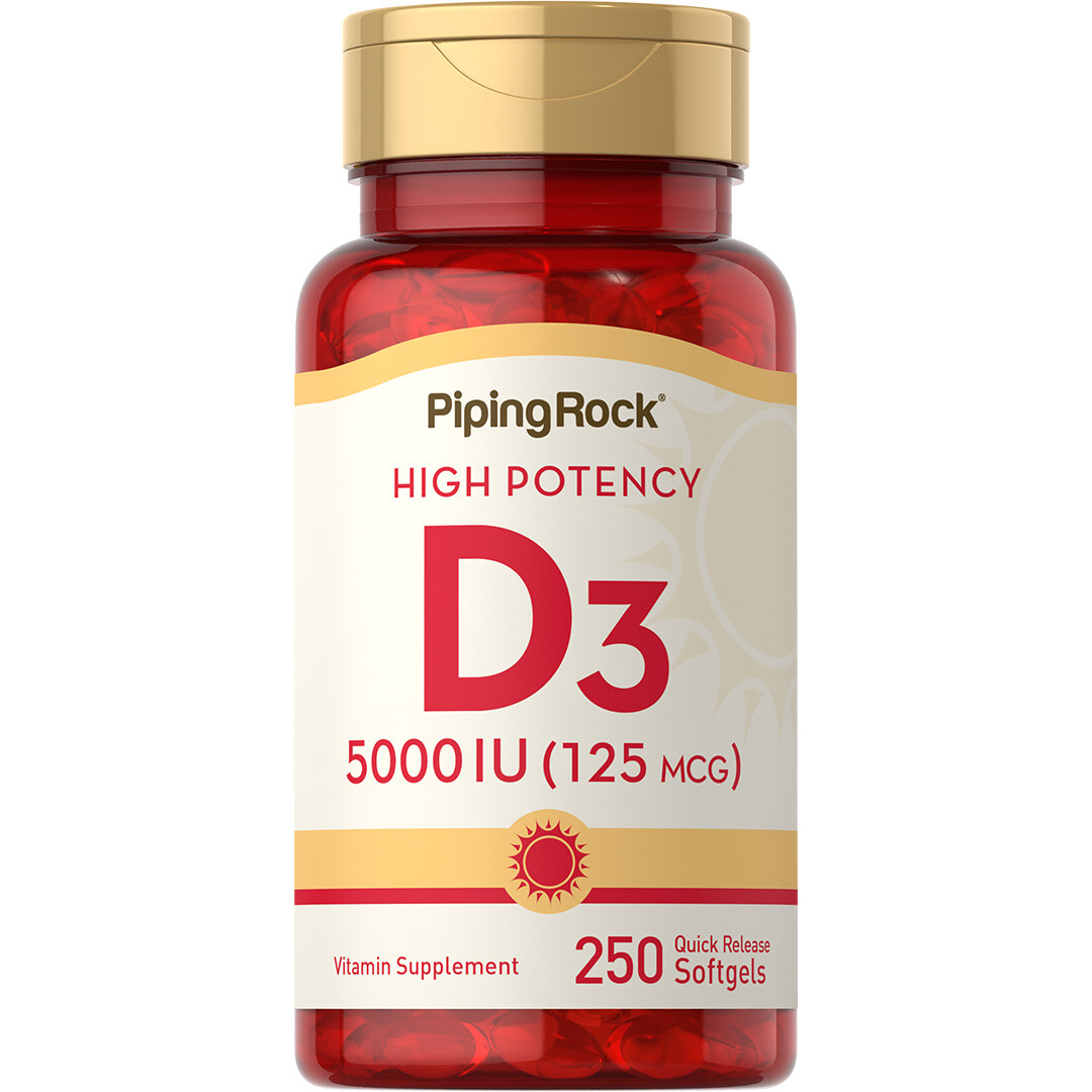 Vitamin D3 5000iu Softgels | 250 Count | High Potency | Non-GMO | by Piping Rock