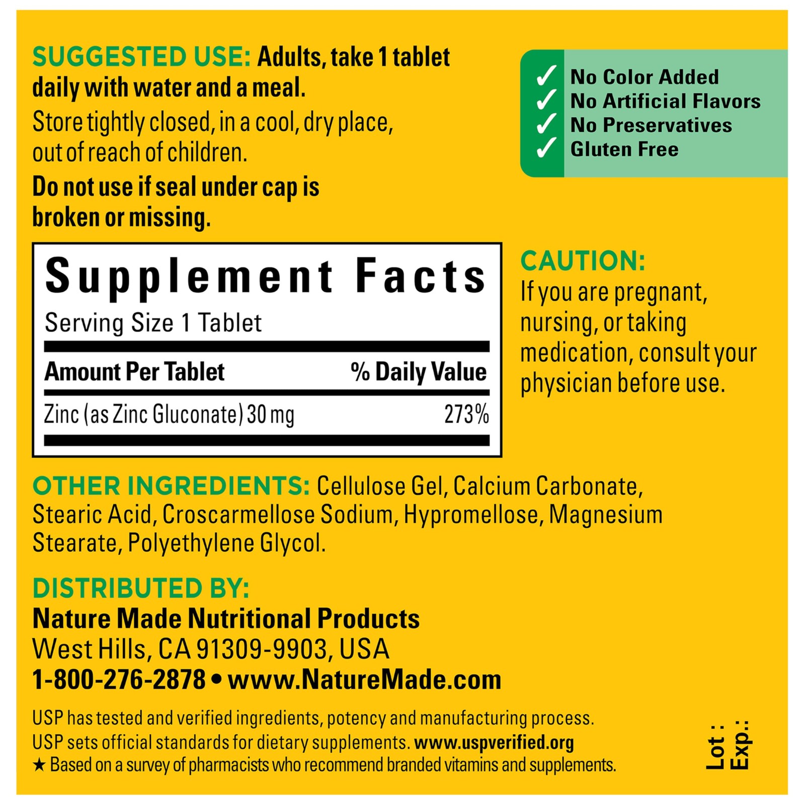 Nature Made Zinc 30 mg, Supplements for Men & 100 Count (Pack of 1)