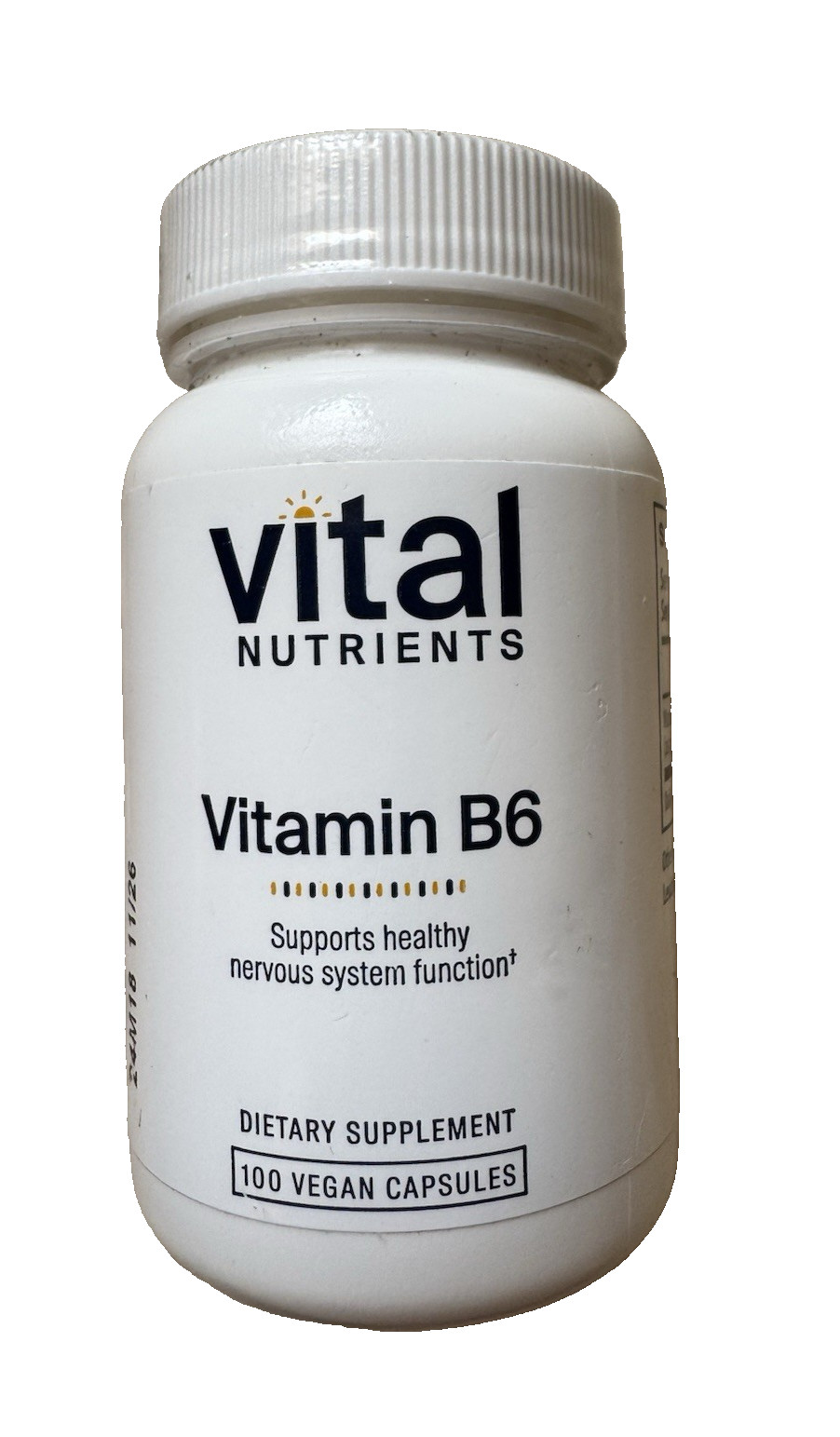 Vital Nutrients Vitamin B6 Capsules – 100mg – 100 Count – Ex: 11/26