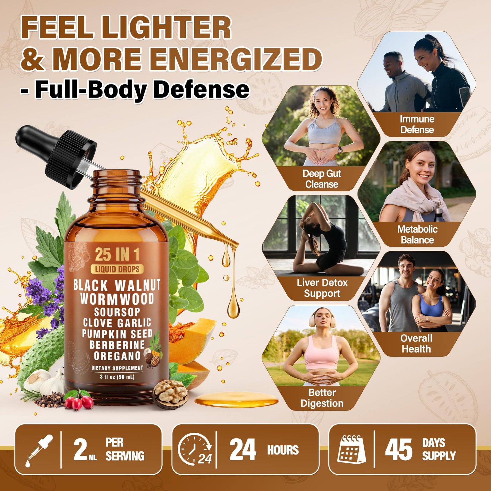 Royavita 25-in-1 Liposomal Wormwood Black Walnut 0.03 Fl Oz (Pack of 90)