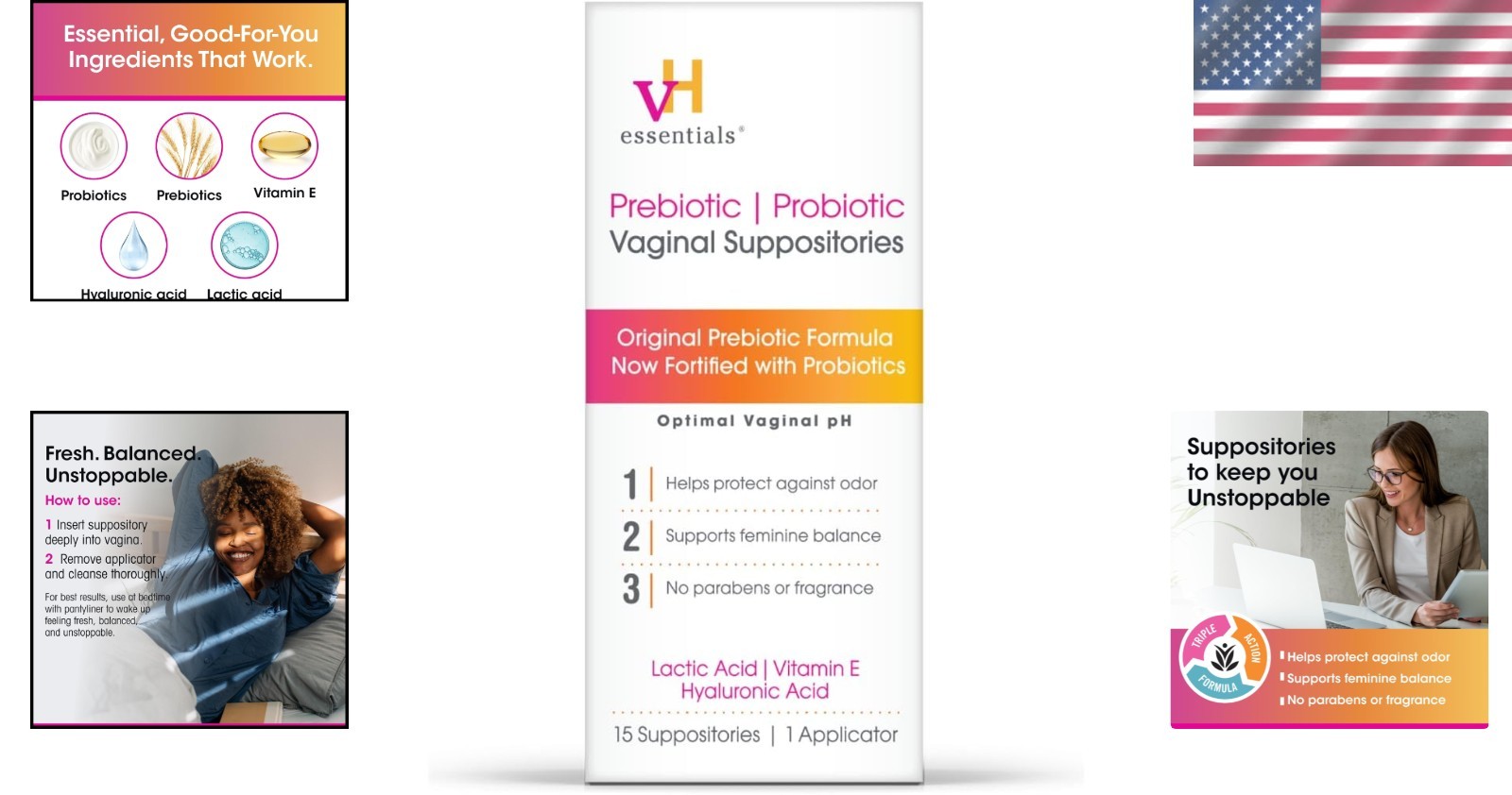 Natural Prebiotic Vaginal Suppositories – Freshness and pH Balance, 15 Count