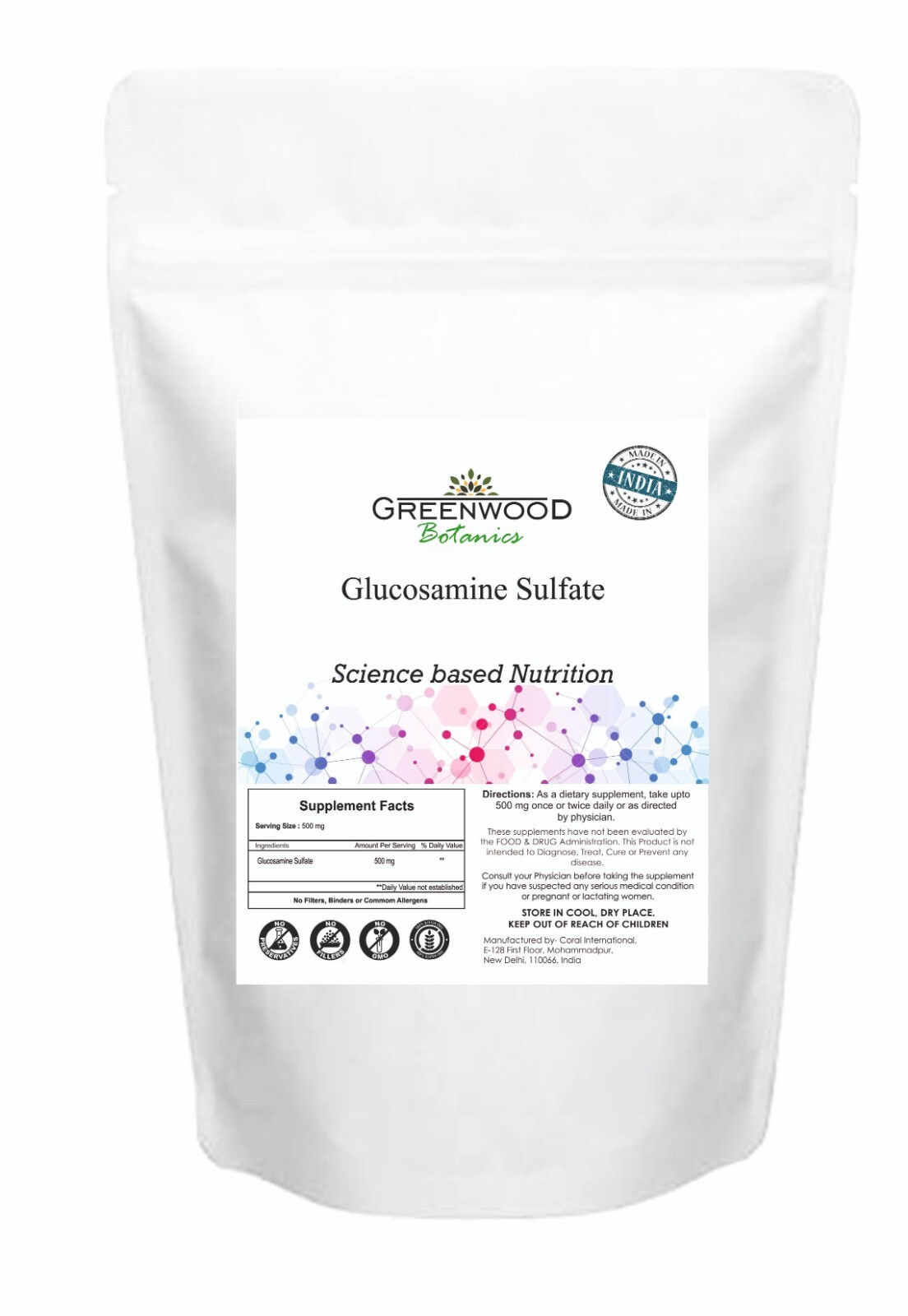 Glucosamine Sulphate Powder for Supports Joint Health & Flexibility Free Ship