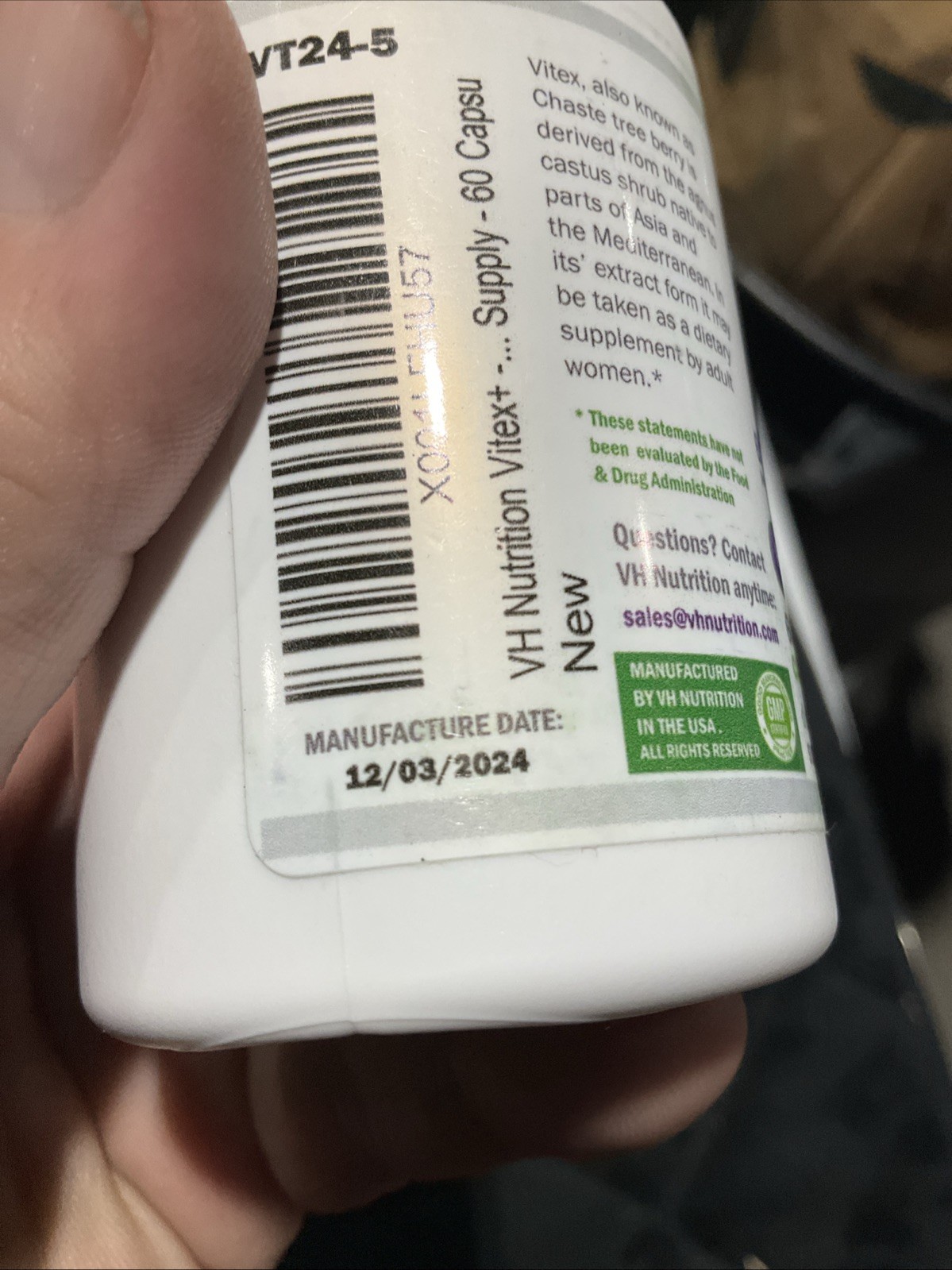 Vitex Plus 60 Capsules Hormone Support Manufacture Date 12/2024