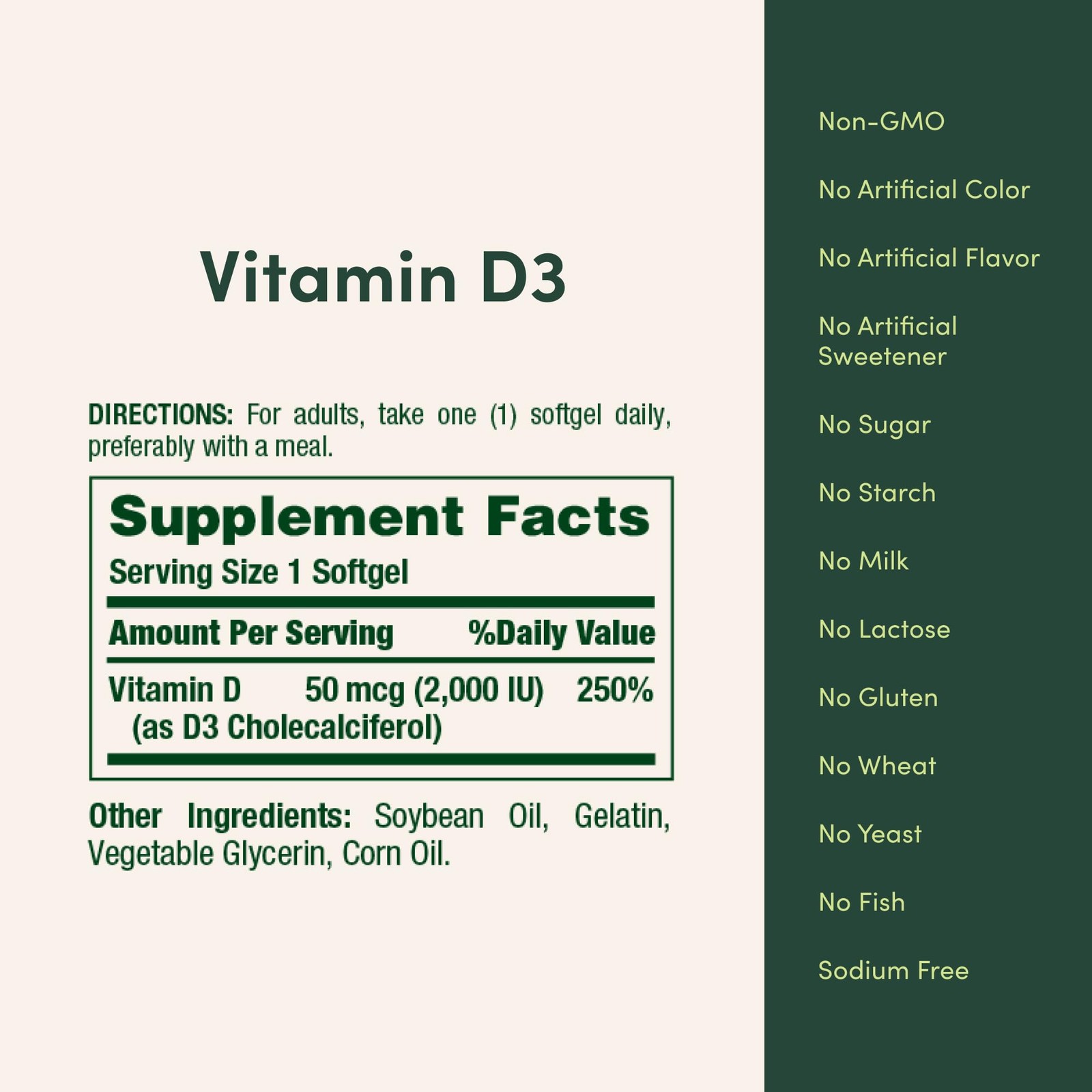 Nature’s Bounty Vitamin D3 2000 IU | Supports Immune 350 Count (Pack of 1)
