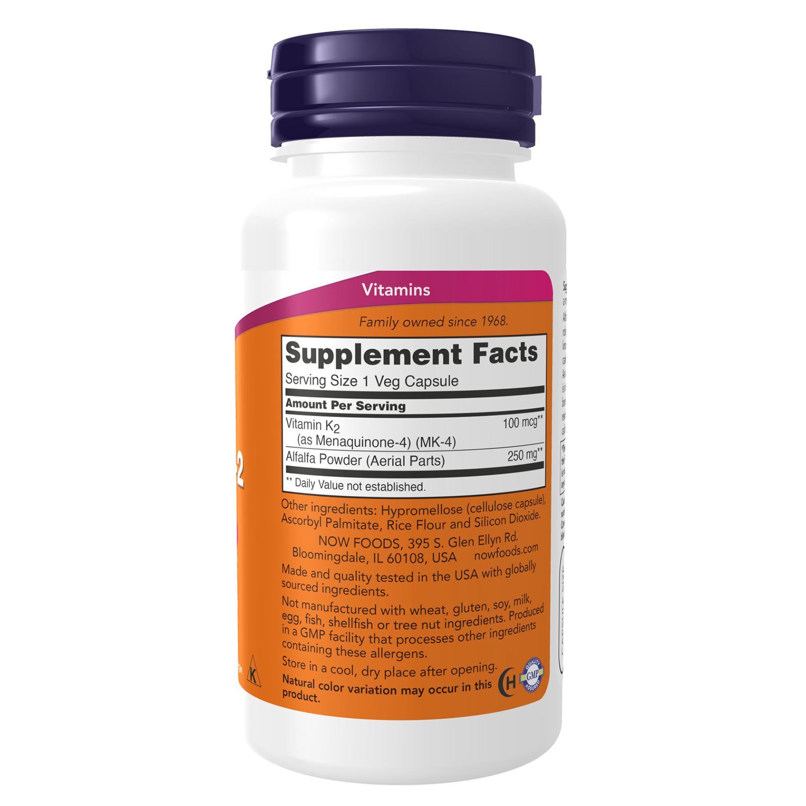 NOW FOODS Vitamin K-2 100 mcg 100 Veg Capsules