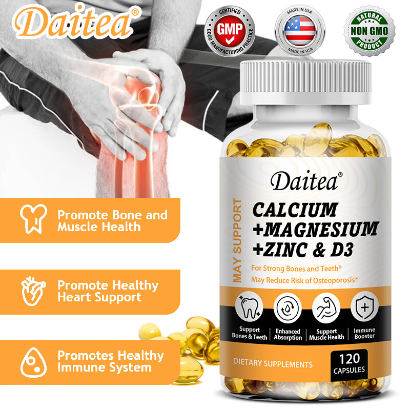 Calcium Magnesium Zinc Capsules Strong Bones &Teeth Nerve & Muscle Support 120pc