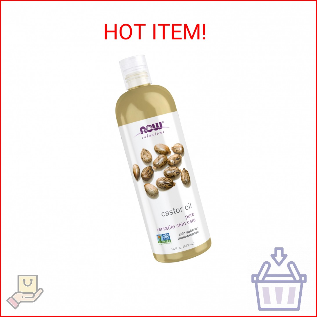 NOW Foods Solutions, Castor Oil, 100% Pure Versatile Skin Care, Multi-Purpose Sk