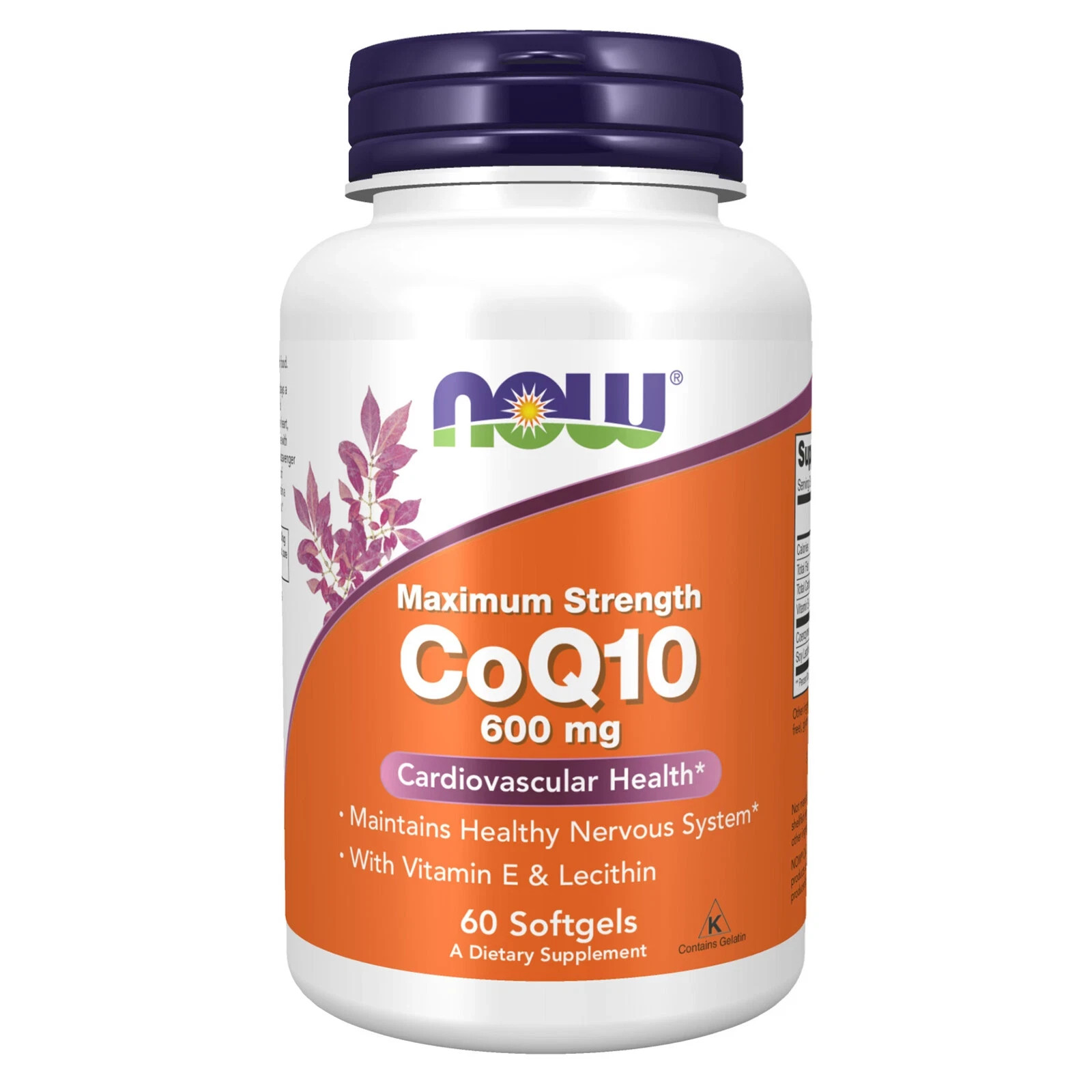 NOW Foods CoQ10 600mg with Vitamin E, 60 Softgels