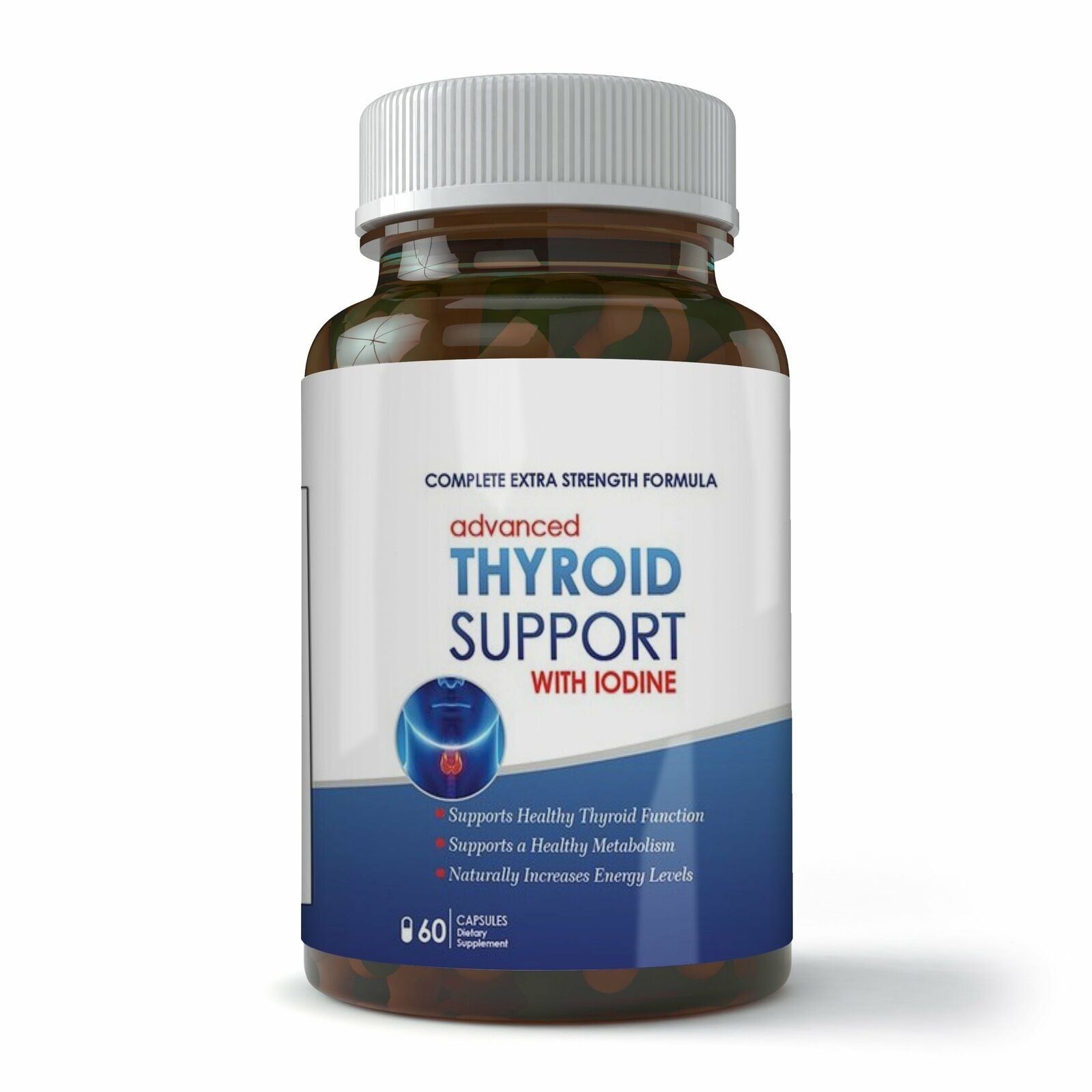 Advanced Thyroid Support Supplement with Iodine Dietary 60 Caps Free Shipping