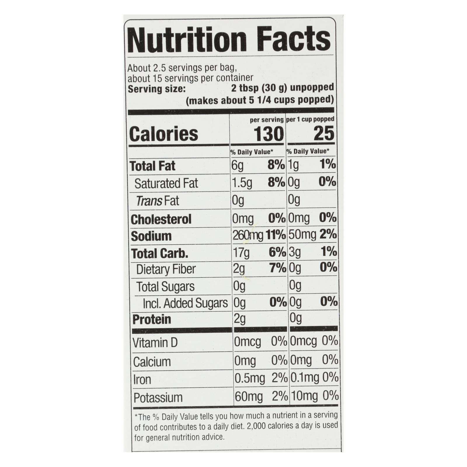 Skinnypop Popcorn – Popcorn Mirco Sea Salt – Case of 6 – 6/2.8 OZ