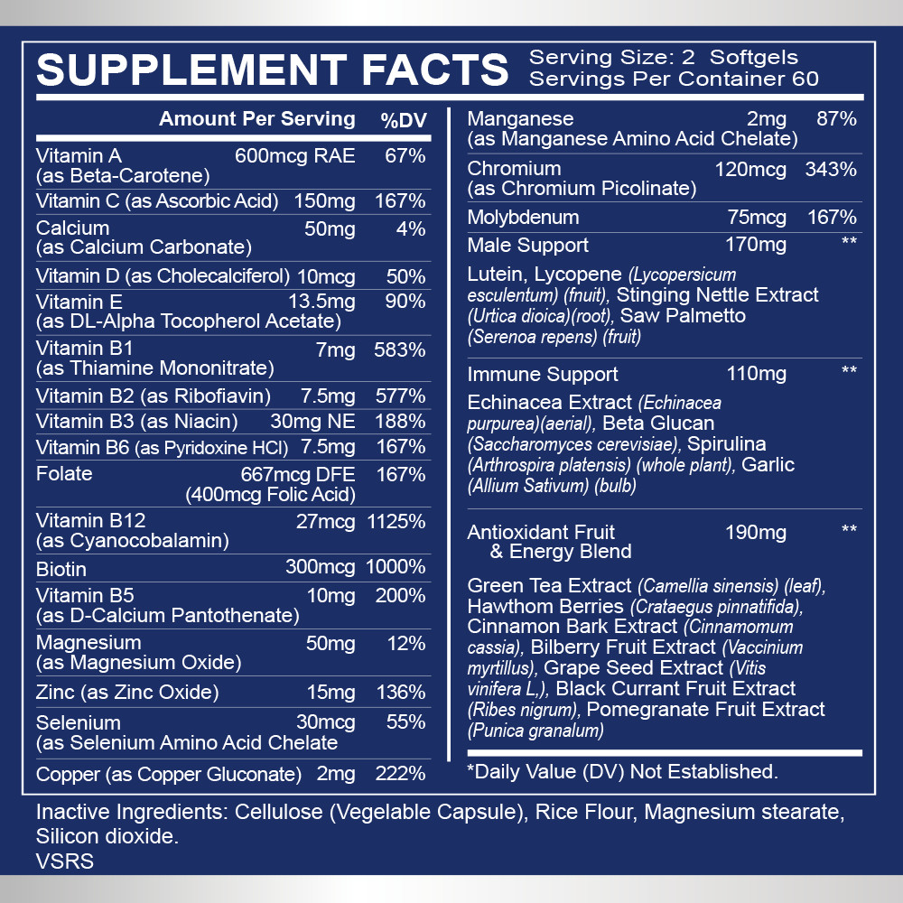 Multi Vitamin for Men 120ct Mens Prostate Multivitamin Multimineral Daily