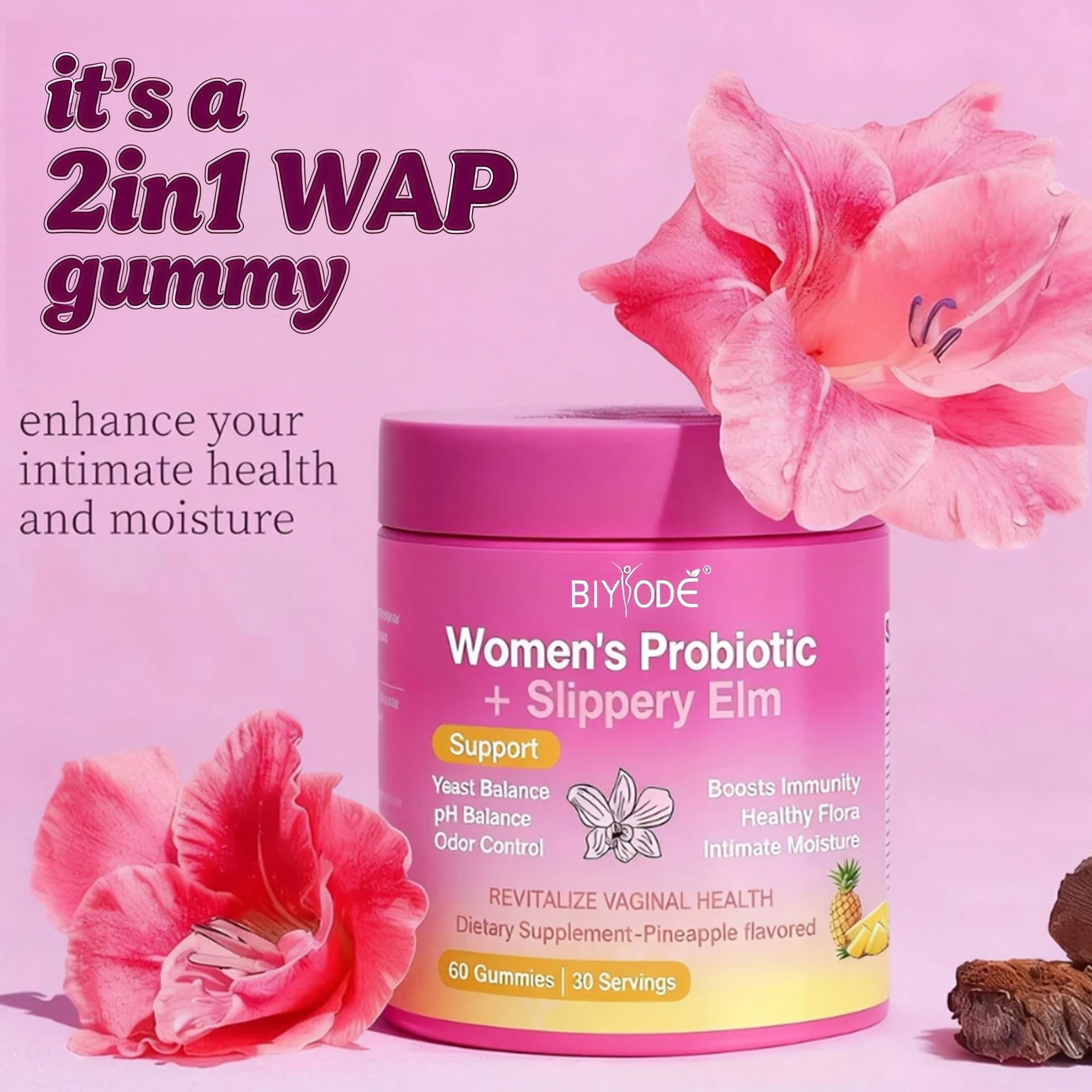 1-5PCS Feminine Probiotics Gummies Slippery Elm & Counts Women 60 Prebiotics