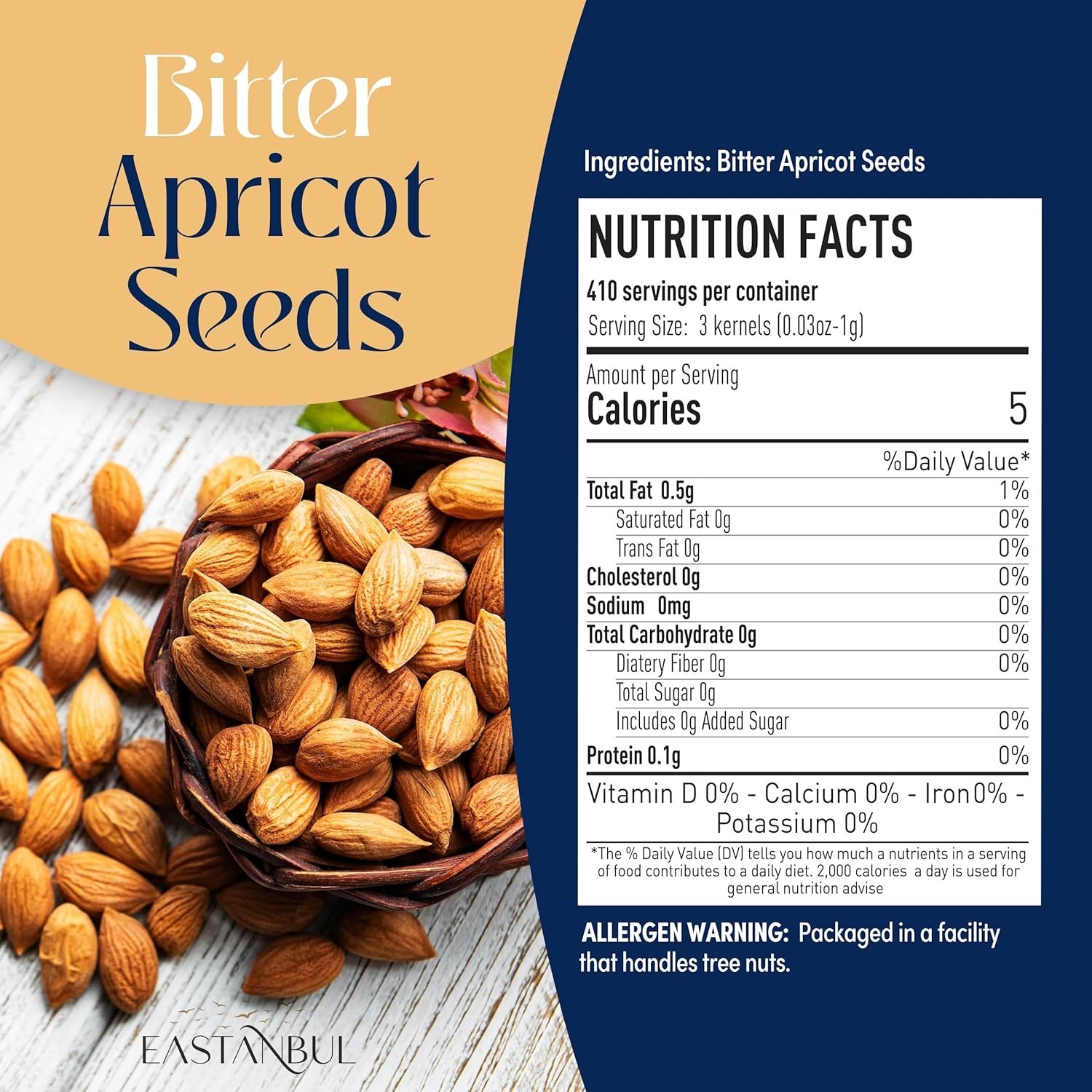 OrganicBitter Raw Apricot KernelPremium Seeds 14.5oz Gluten Free Vegan USDA 1 lb