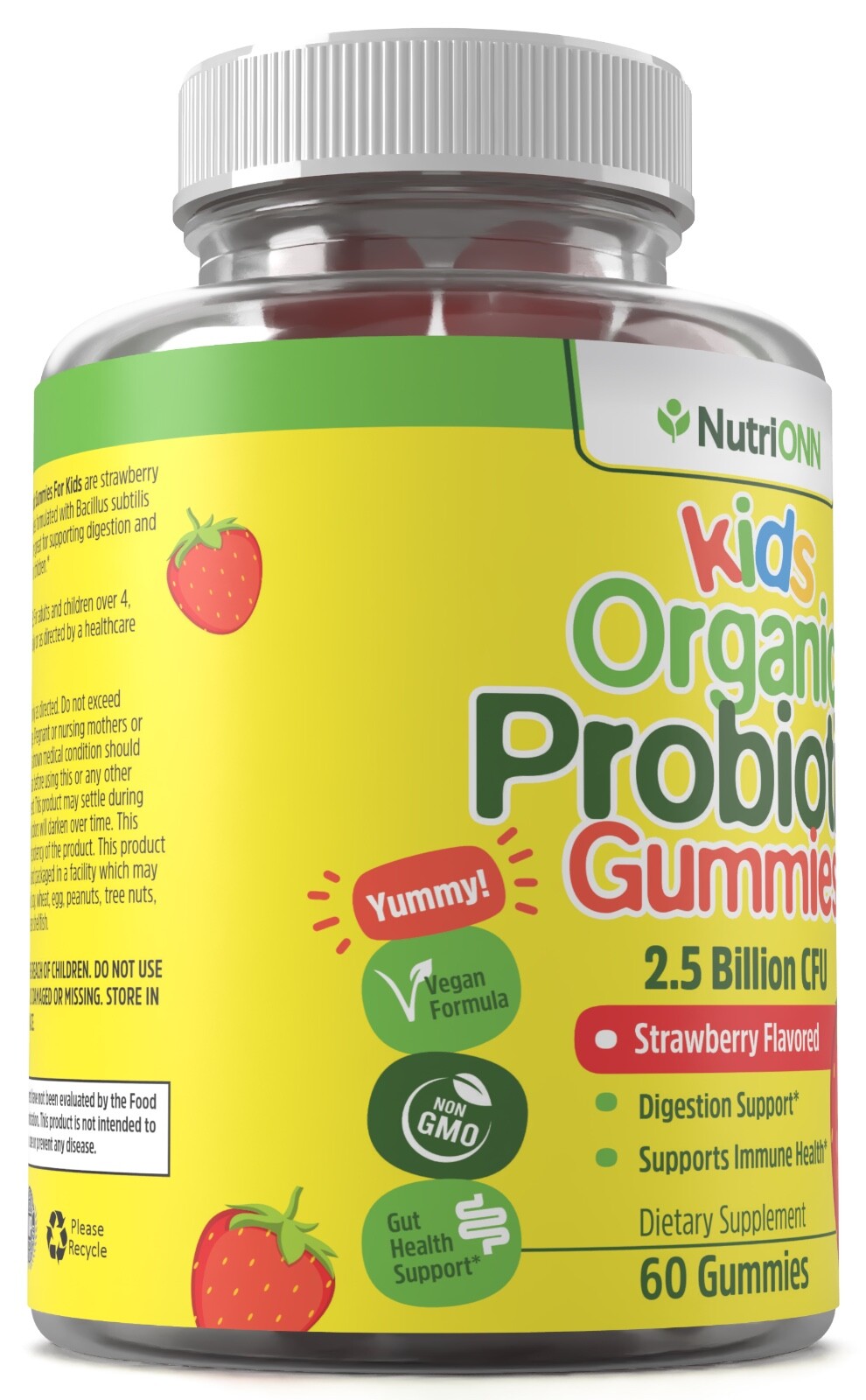 Kids Probiotic Gummies – USDA Organic & Vegan – 2.5 Billion CFU of DE111®