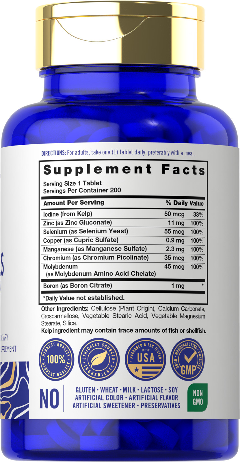 Trace Minerals | 200 Tablets | Non-GMO & Gluten Free | by Vital Trace