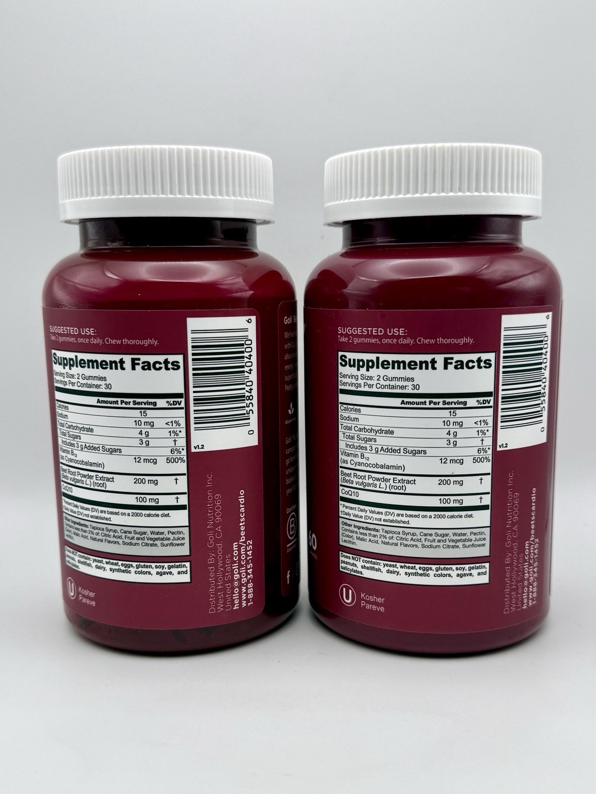 2 pack Goli BEETS Cardio Gummies 100mg CoQ10 Beet Root Extract Superfood