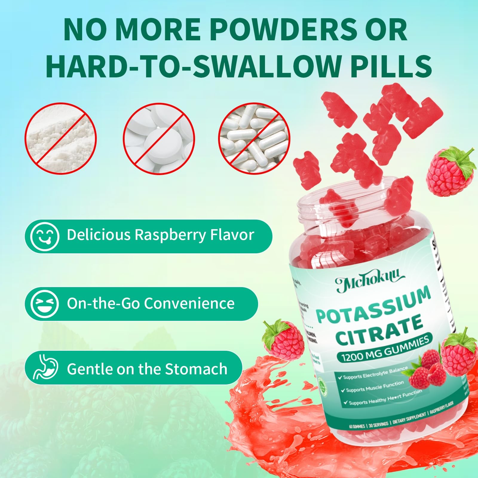 Potassium Citrate Supplement Gummies, 60 Count (Pack of 1)