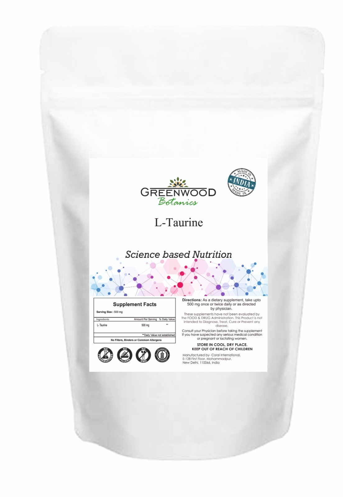 L-Taurine Powder 100% Pure Supplement – Enhances Energy & Physical Performance