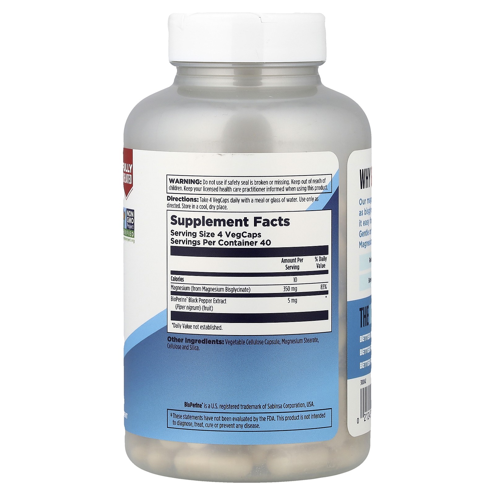 High Absorption Magnesium Glycinate 350, 160 VegCaps