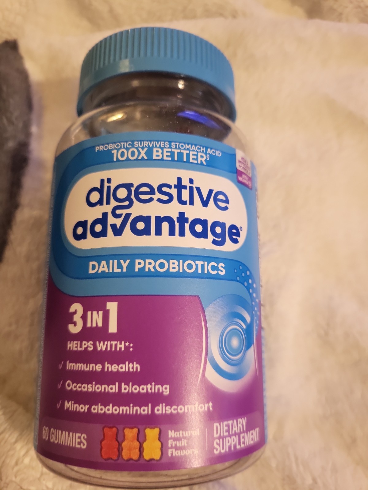 Digestive Advantage Daily Probiotics 3 in 1 60 Gummies | FAST SHIP |