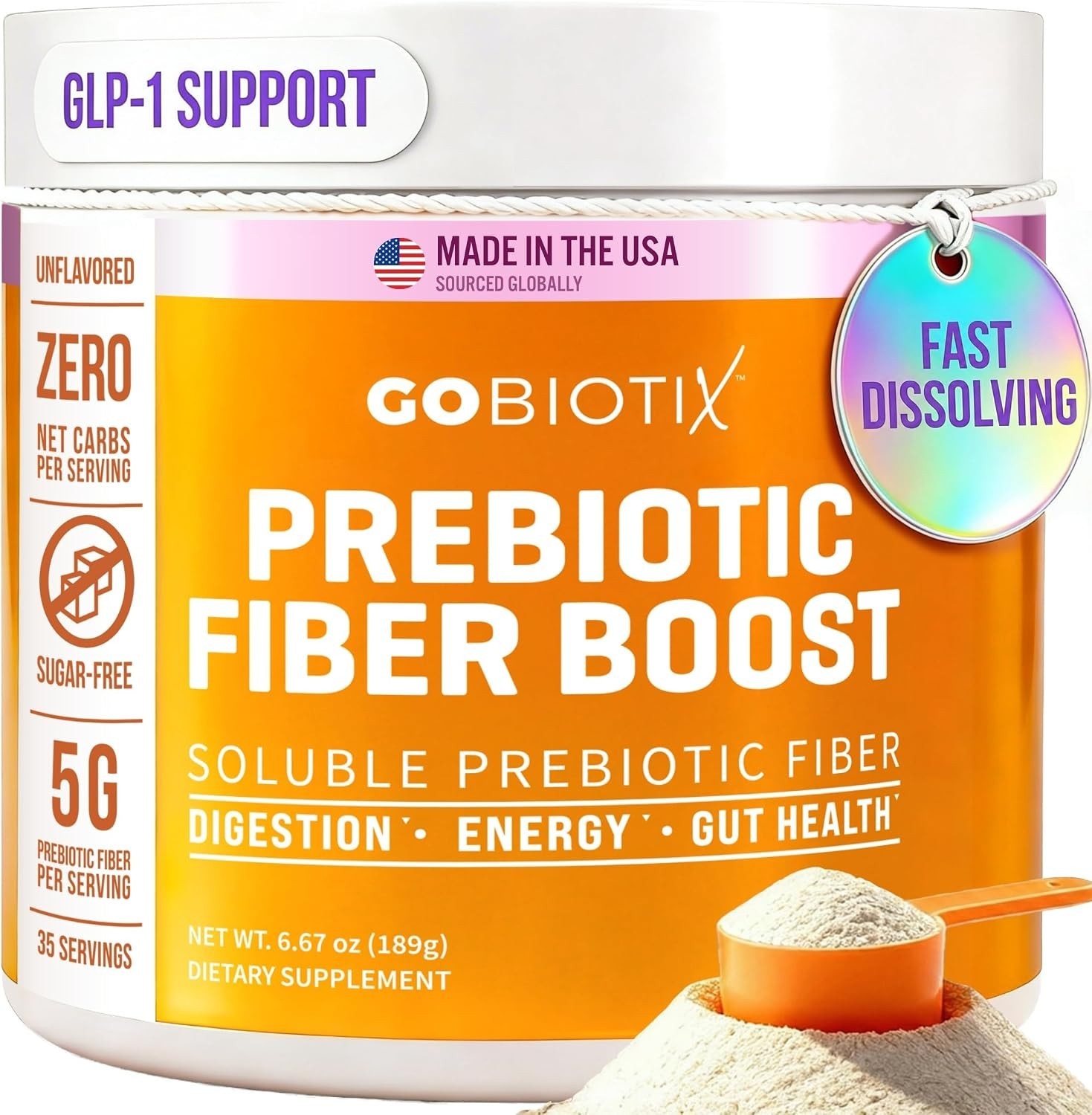 Plant-Based Fiber Supplement – Gluten-Free, 35 Servings for Optimal Gut Health