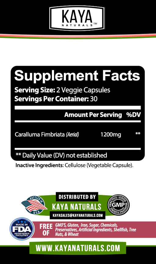 Caralluma Fimbriata 60ct.- 1200mg High Potency, Weight Loss, Appetite Control