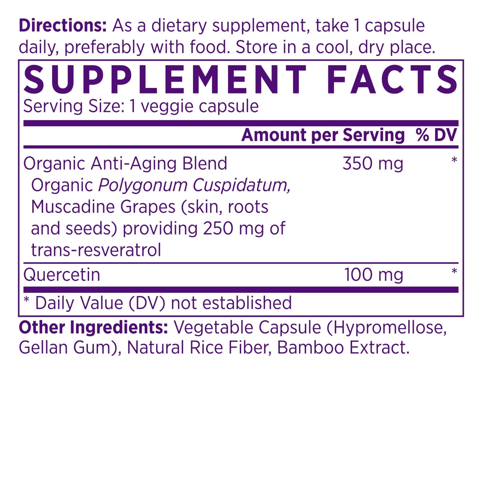Organic Resveratrol 250mg + Quercetin – Cardiovascular Support, Antioxidant, Veg
