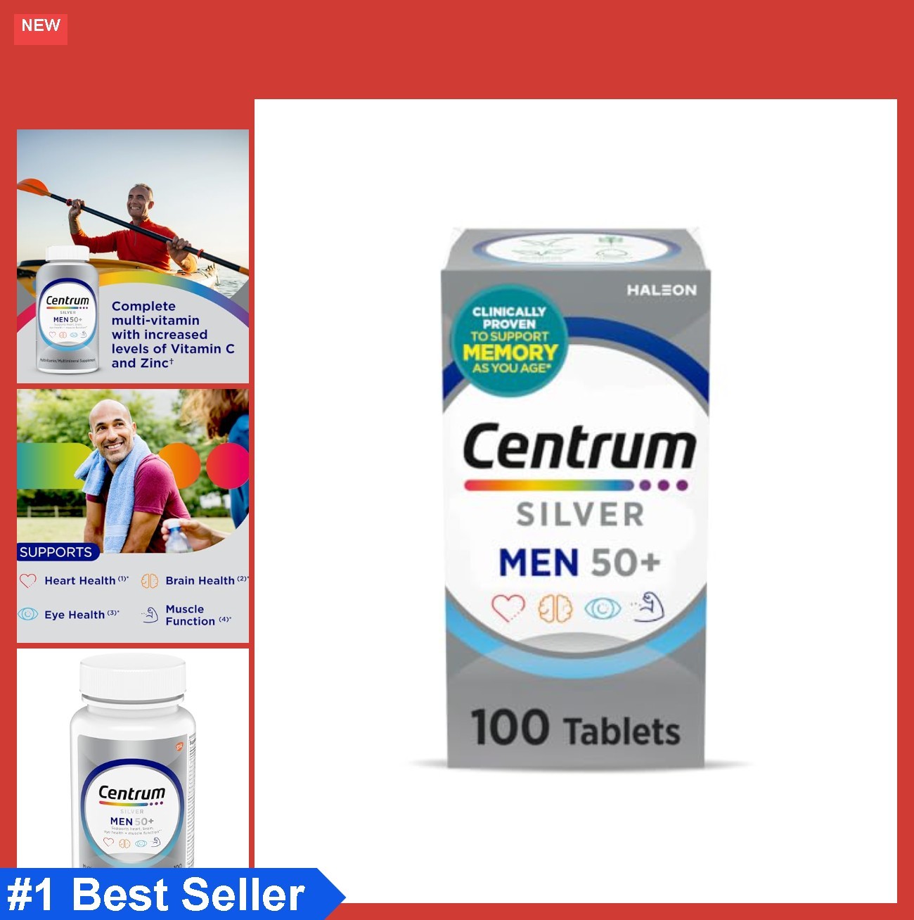 Centrum Silver Mens 50 Plus Vitamins, Multivitamin Supplement, 100 Count