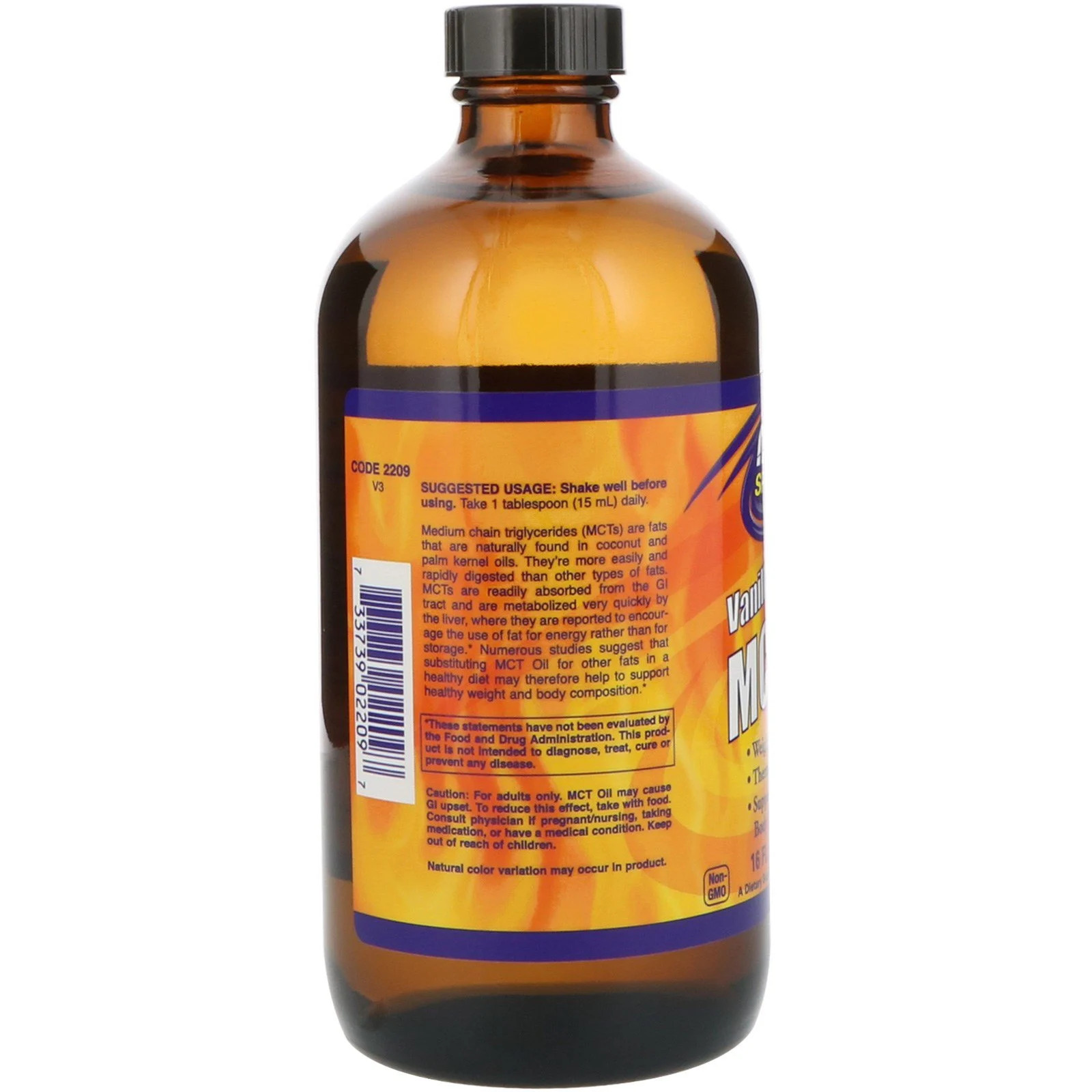 Now Foods Sports MCT Oil Vanilla Hazelnut 16 fl oz 473 ml GMP Quality Assured,