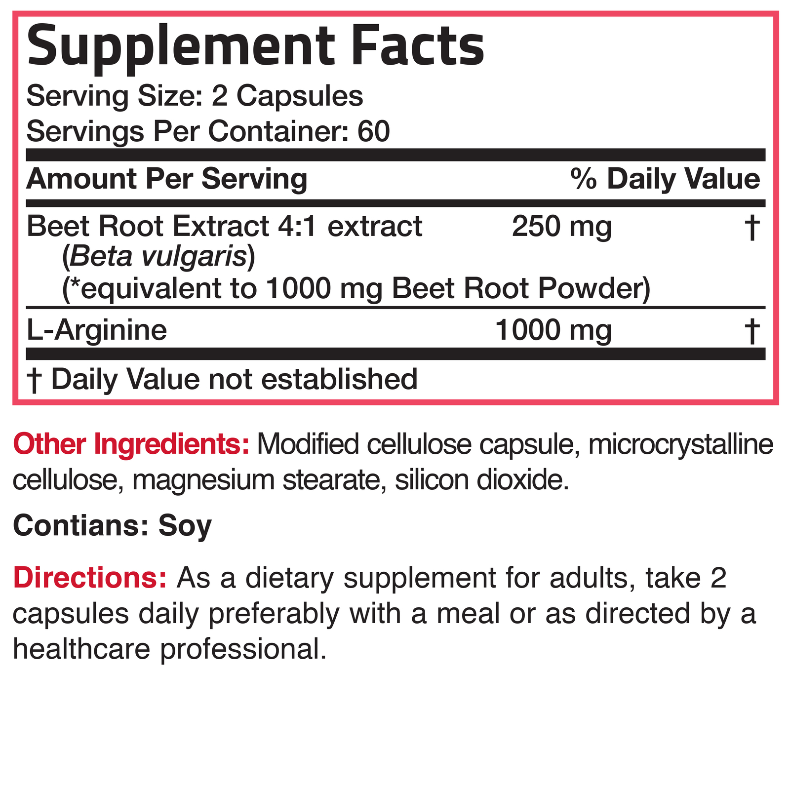 Bronson Beet Root + L-Arginine 2000 MG, 120 Vegetarian Capsules