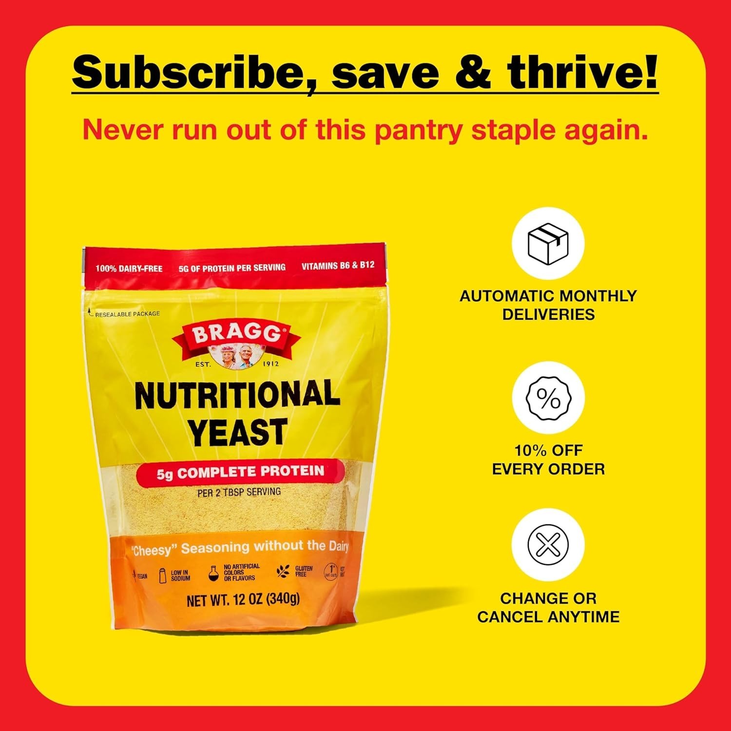 Nutritional Yeast Seasoning Gluten Free Protein Vitamins Flavor