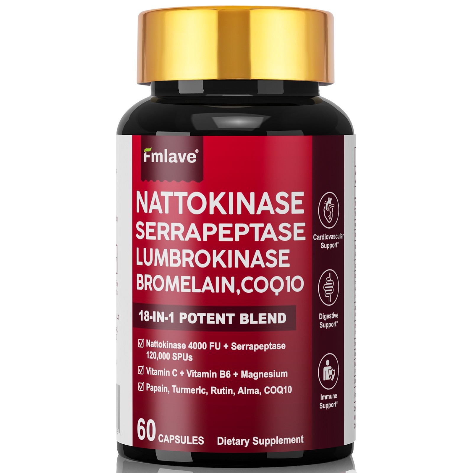 Nattokinase 4,000 FU Heart & Cardiovascular Health, Circulatory Support Non-GMO