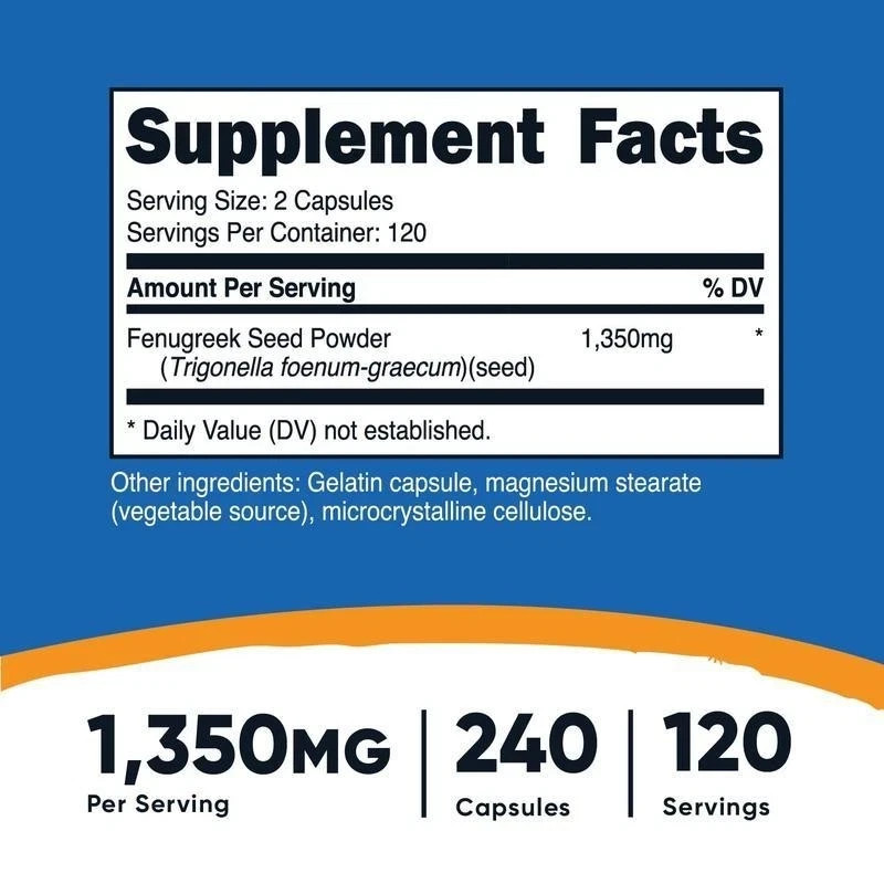 Nutricost Fenugreek Seed 675mg, 240 Capsules – Gluten Free & Non-GMO