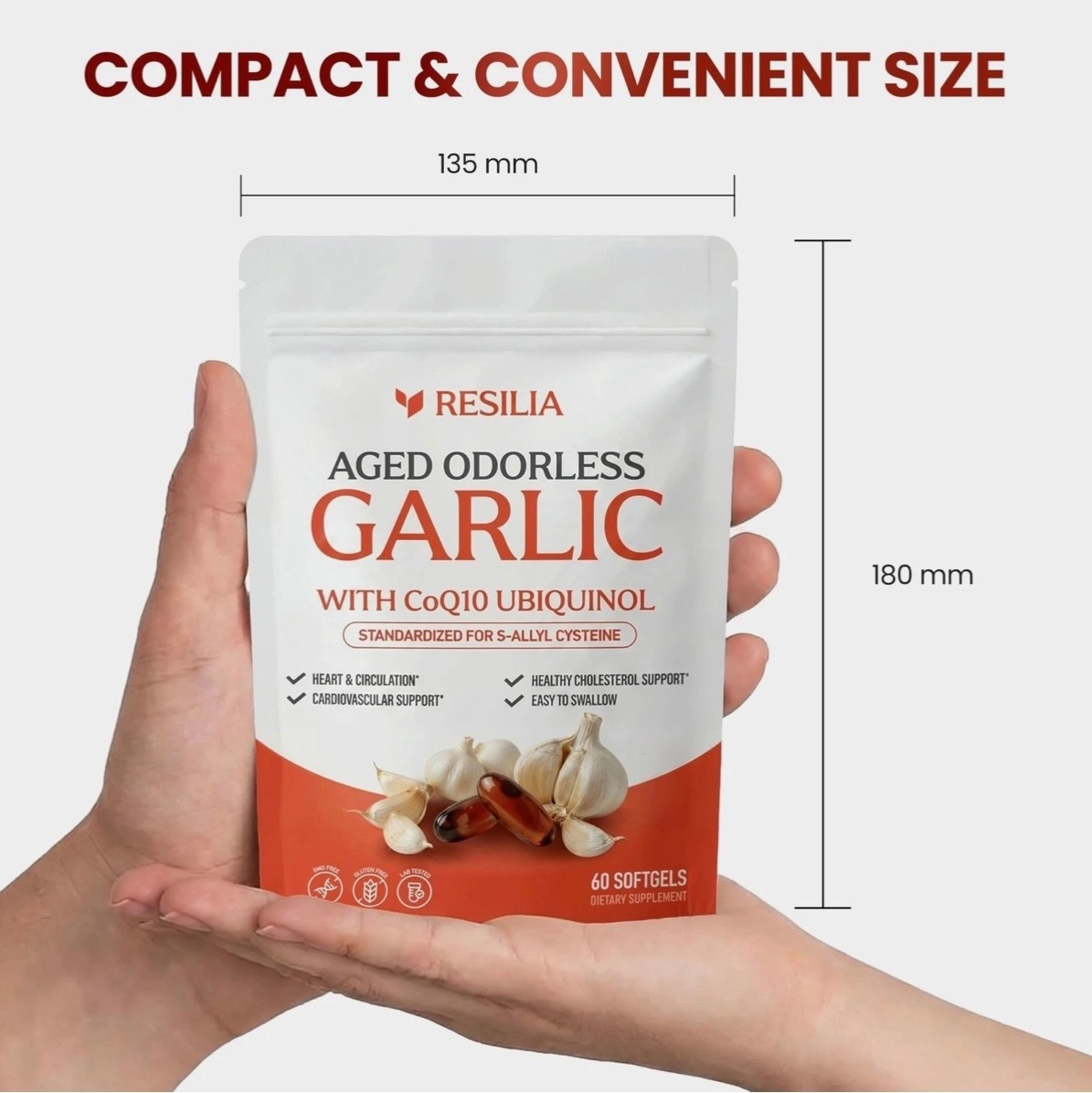 Resilia Garlic Extract 600mg Softgels (60 Count) – Odorless Aged Garlic Extra…