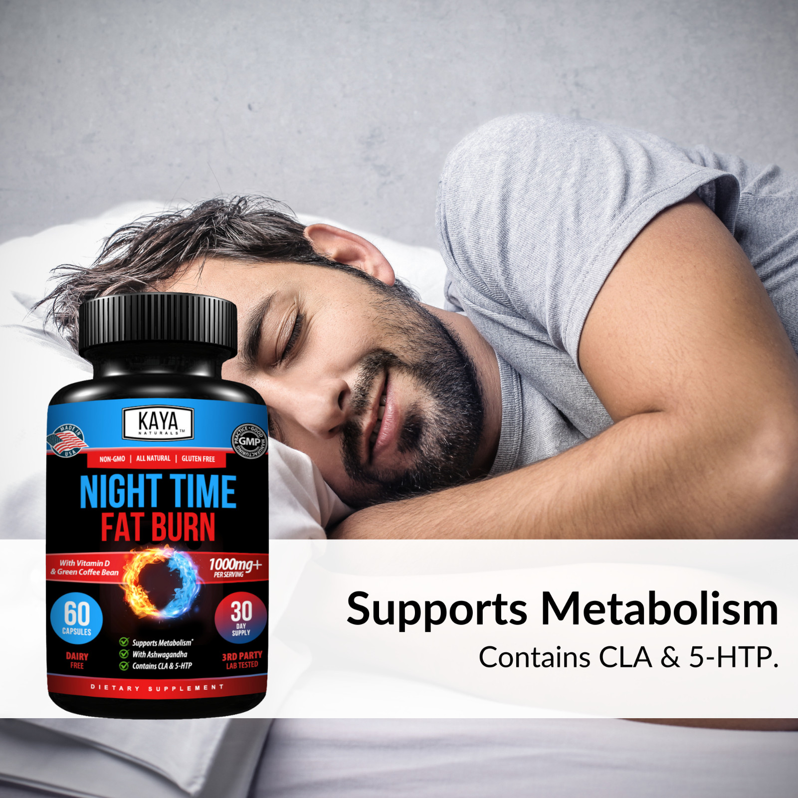(2 Pack) Night Time Fat Burn Supplement 60ct, Metabolism Support, Weight Loss