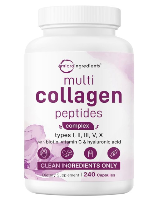 Micro Ingredients Multi Collagen Pills for Women & Men, 240 Capsules–
