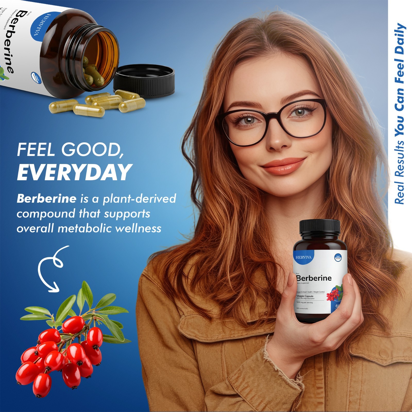 Pure Berberine 1200mg Supplement – 60 Vegan Capsules | High Absorption Formula