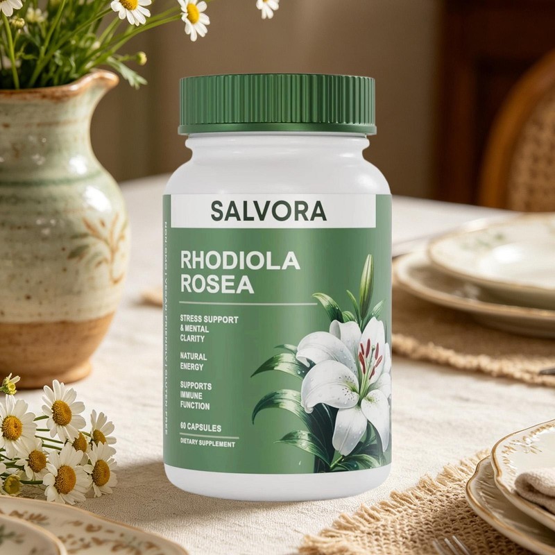 Salvora Rhodiola Rosea Dietary Supplement, 60 Capsules, Stress Support