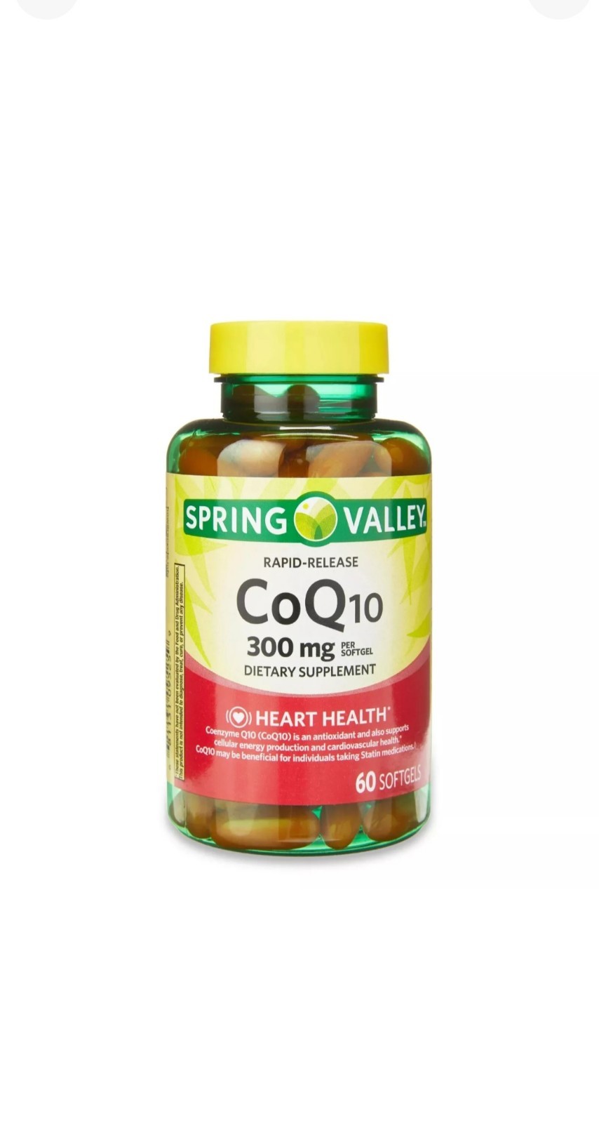 Spring Valley Rapid-Release CoQ10 Softgels, 300 mg, 60 Count Exp:06/2025+